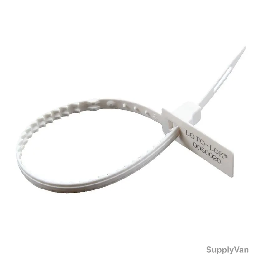 Loto-Lok Security Seal, PS-R2-WH340, Polypropylene, 340MM, White, 50 Pcs/Pack