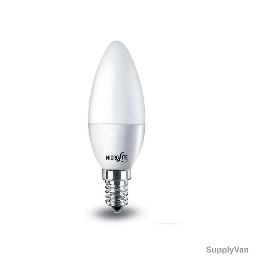 Microlite Frosted LED Candle Lamp, M-CL6W-DE14, E14, 6W, 6500K