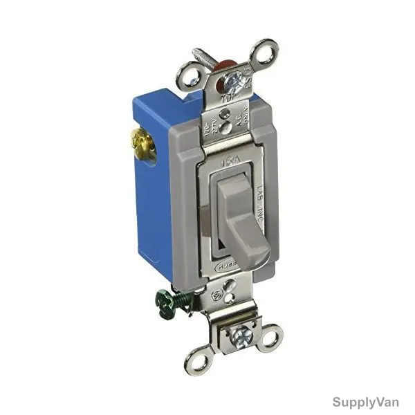 Hubbell 3 Way Toggle Switch, HUBHBL1203GY, 15A, 120-277VAC
