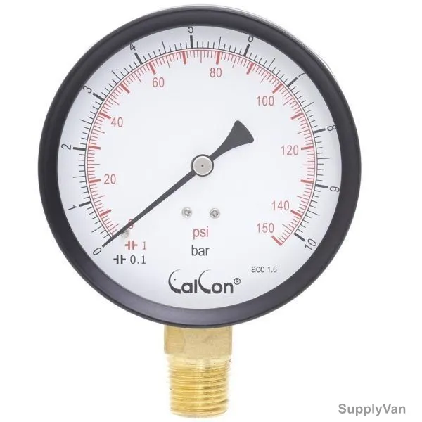 Calcon Pressure Gauge, CC2A, 100MM, 1/2 Inch, NPT, 0-10 Bar