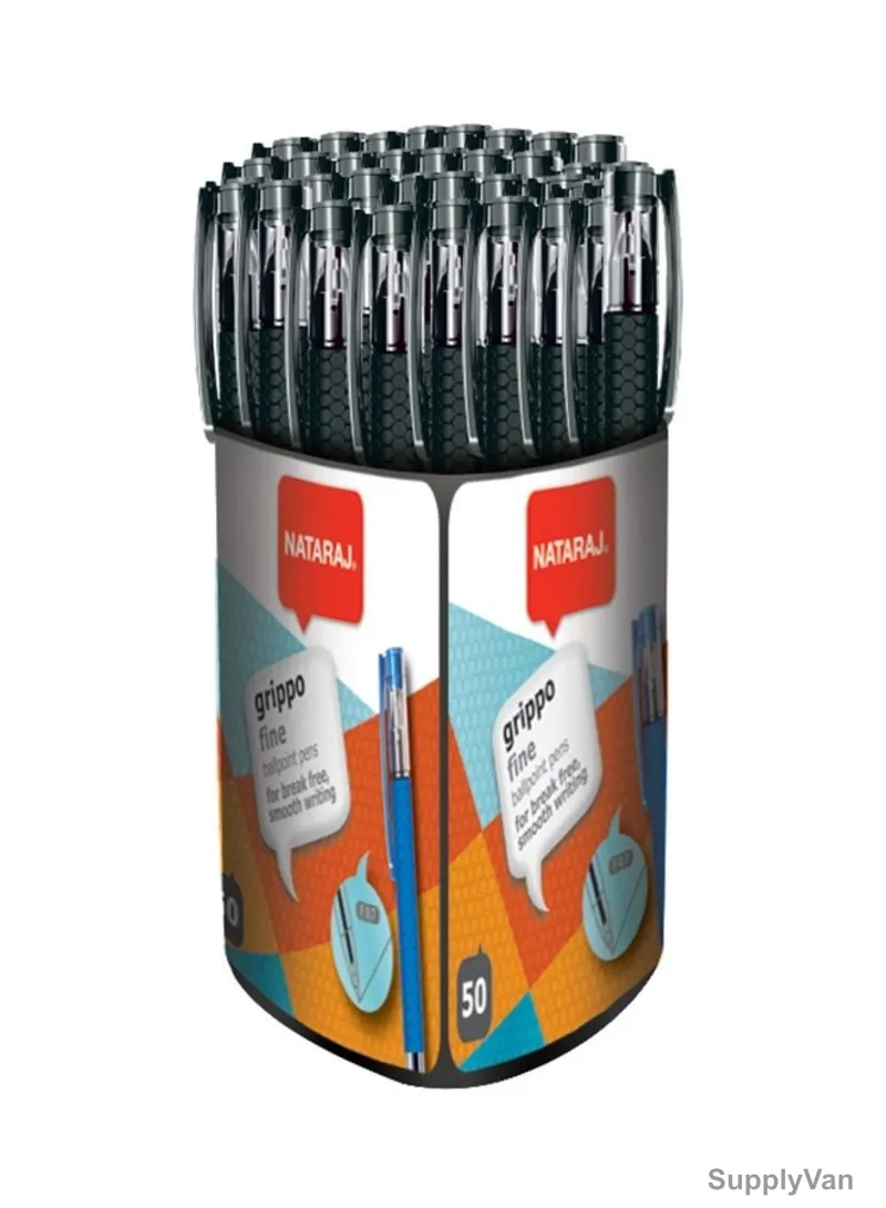 Nataraj Grippo Fine Ball Pen, HPGF50BK, 0.7MM, Black, 50 Pcs/Pack