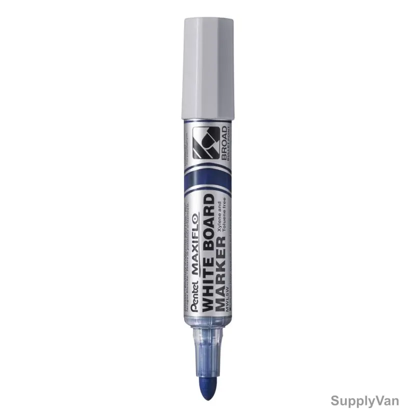 Pentel White Board Marker, PE-MWL5W-CX, Maxiflo, 8.0MM, Blue, 12 Pcs/Pack