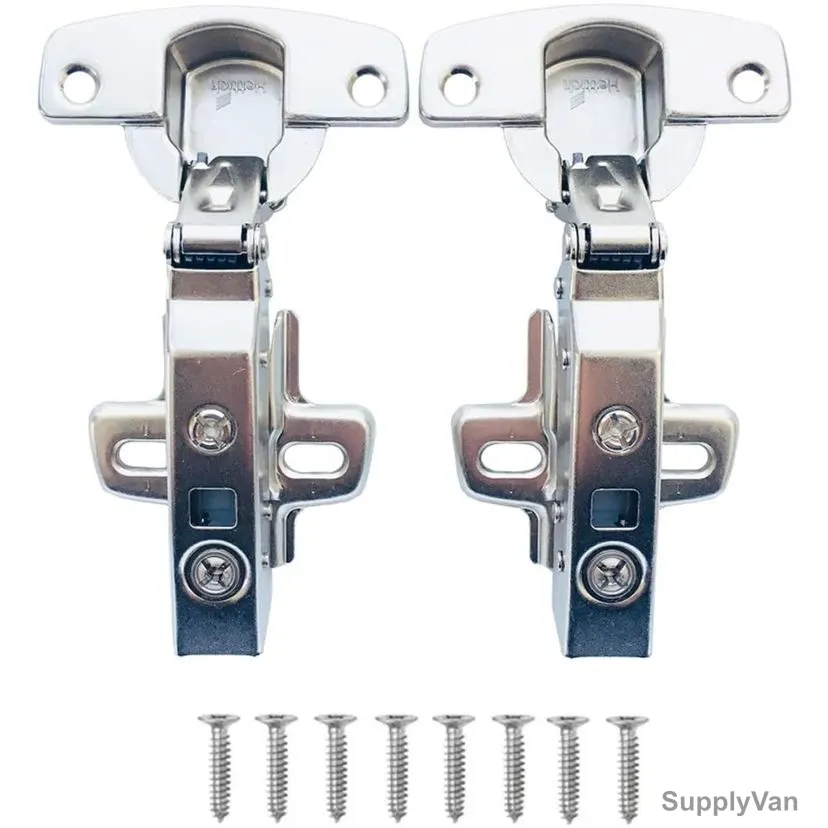 Hettich Hydraulic Half Layer Door Hinge, 907120505+97157601, Nickel Plated Steel, Silver