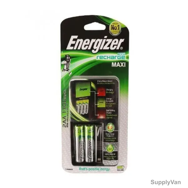 Energizer Rechargeable Battery Charger, ACCU-MAXI-4-SLOT, 110-220V, 4 Slots, 3 Pcs/Set