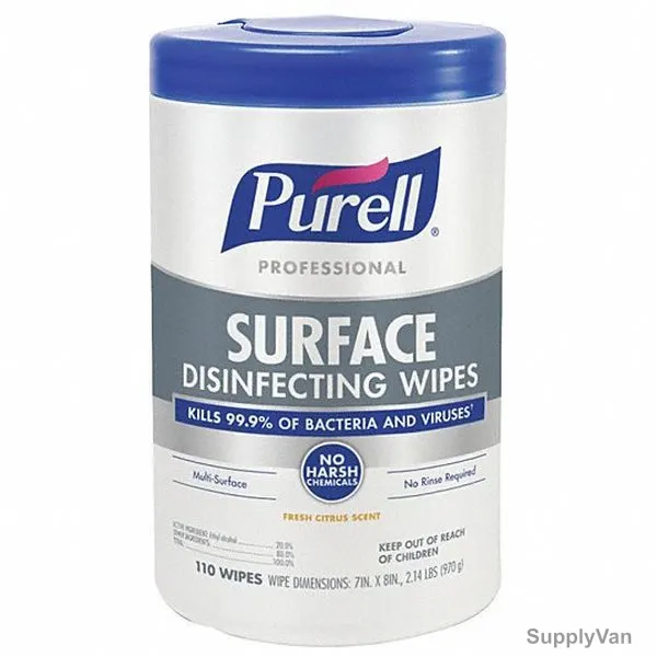 Purell Professional Surface Disinfecting Wipes, 9342-06, White, 110 Pcs/Pack