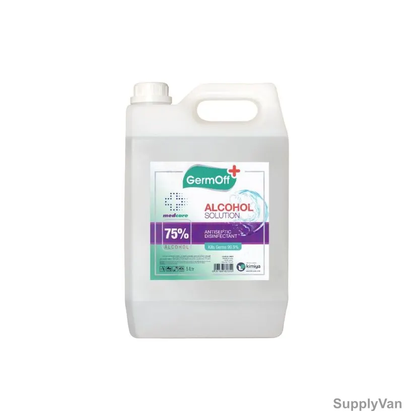 GermOff 75% Alcohol Solution Antiseptic Disinfectant, 5 Ltrs, 4 Pcs/Carton