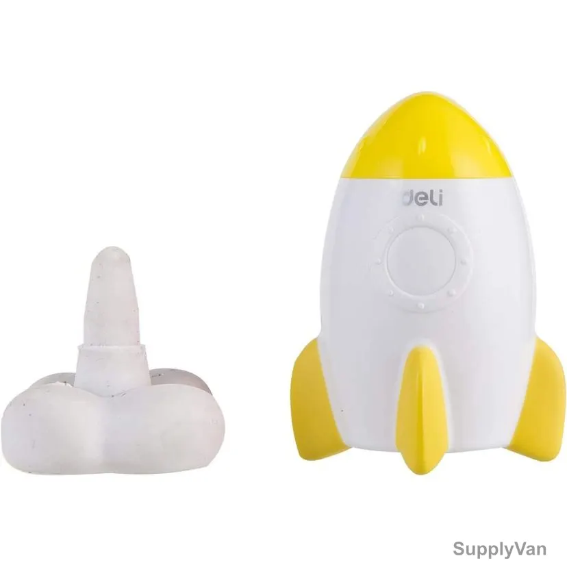 Deli Rocket Shape Pencil Sharpener, ER00601, 1 Hole, 8MM Hole Dia, Yellow