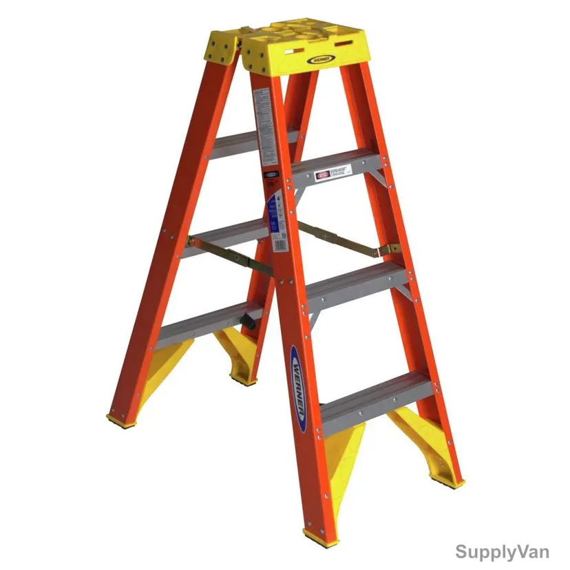 Werner Double Sided Step Ladder, T6204, Fiberglass, 4 Feet Height, 136 Kg Weight Capacity — image 1