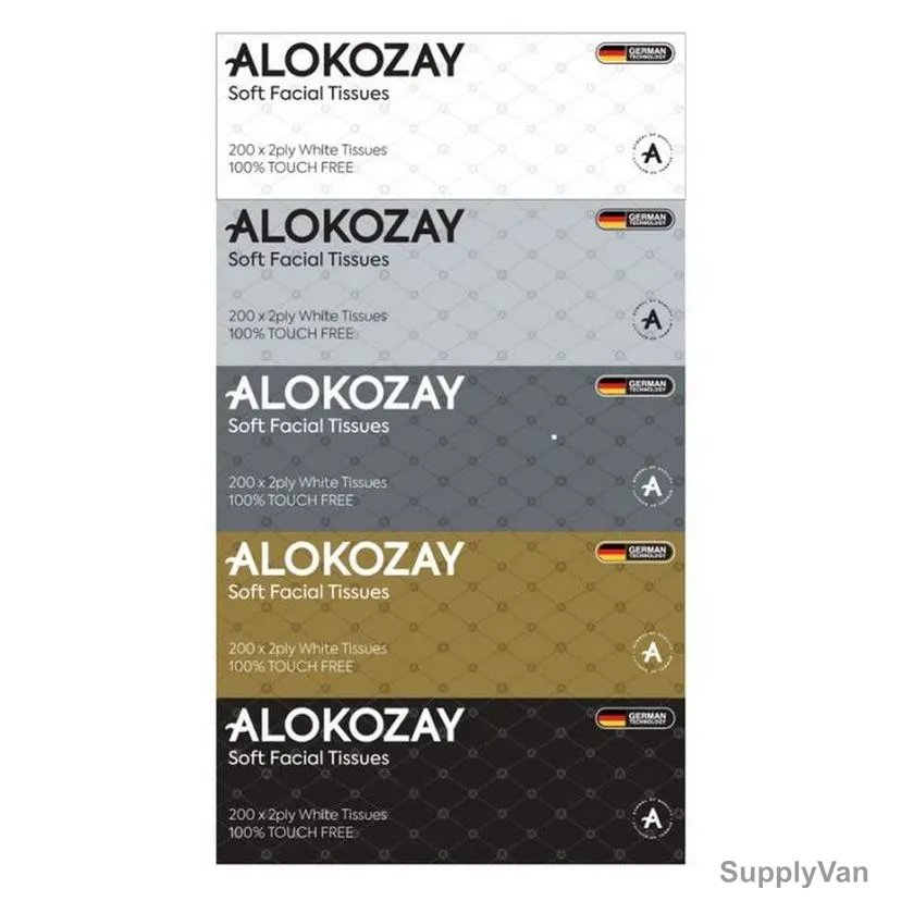 Alokozay Soft Facial Tissue, 2 Ply, 200 Sheets, 5 Pack/Box