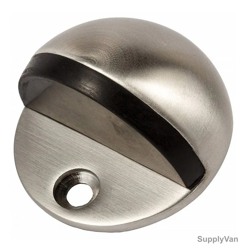 Half Round Door Stopper, KT-5046, 2 Inch, Shiny Plastic and Metal, Silver