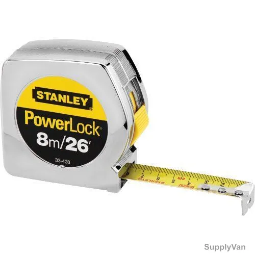Stanley Powerlock Measuring Tape, 33-428T, 8 Mtrs