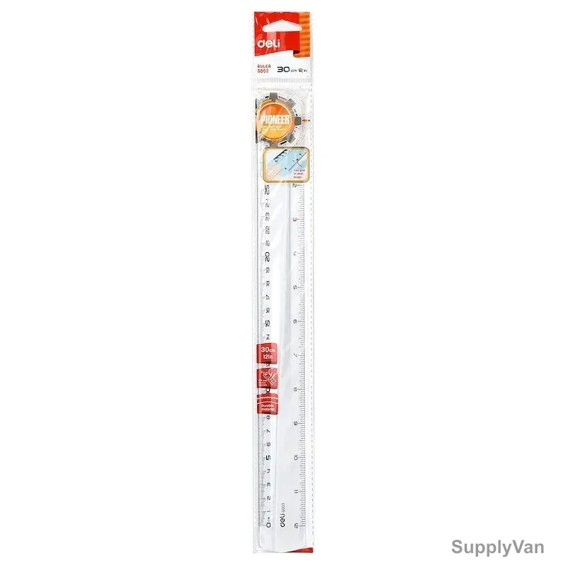 Deli Plastic Ruler, EG00312, Plastic, 30CM, Clear