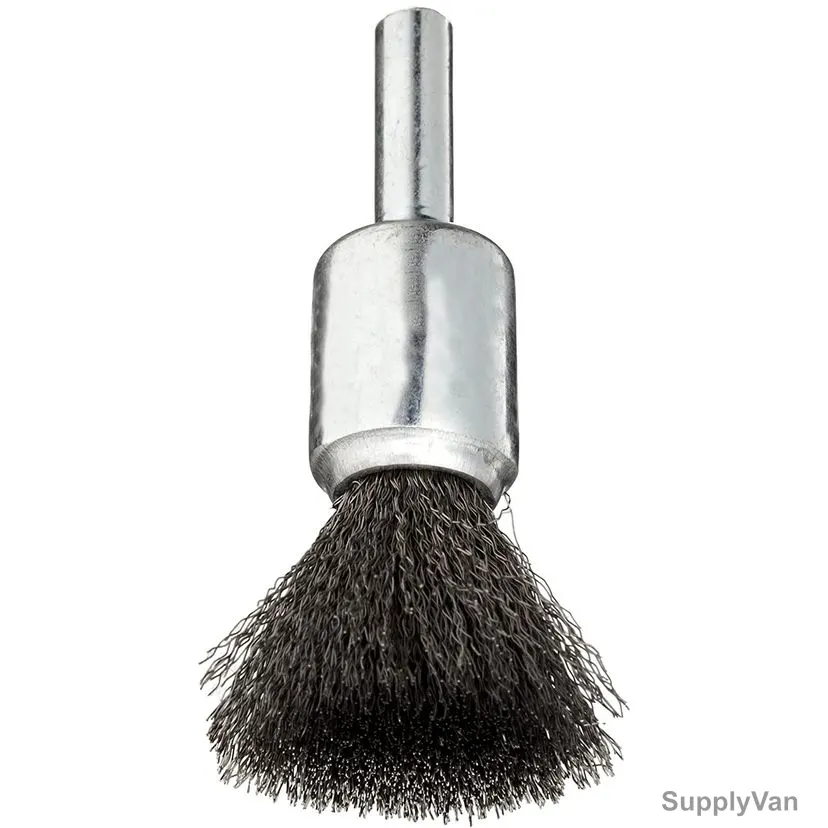 Lessmann Wire End Brush, Steel, 12000 RPM, 0.30MM Wire Thk x 25MM Dia, Silver