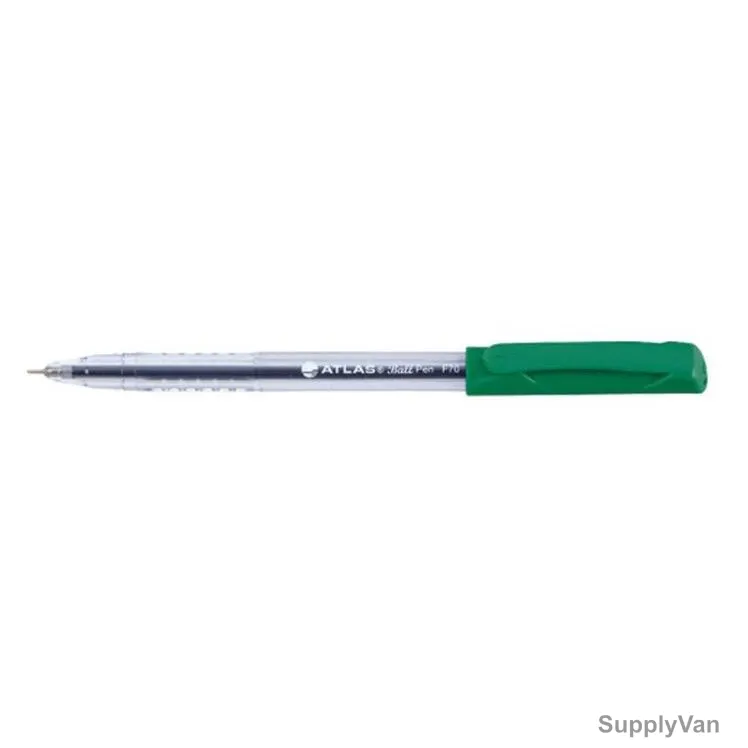 Atlas Ball Point Pen, AS-BP100F-GN-50P, 0.7MM Tip, Green, 50 Pcs/Pack