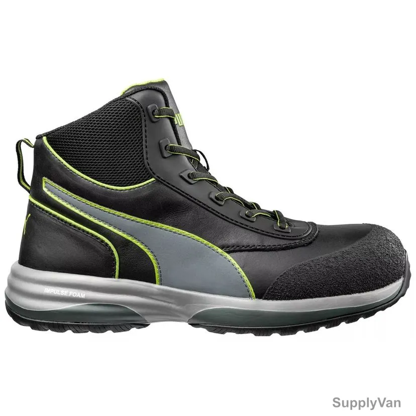 Puma Rapid Mid Ankle Safety Shoes, 635500, S3-ESD-HRO-SRC, Size43, Black