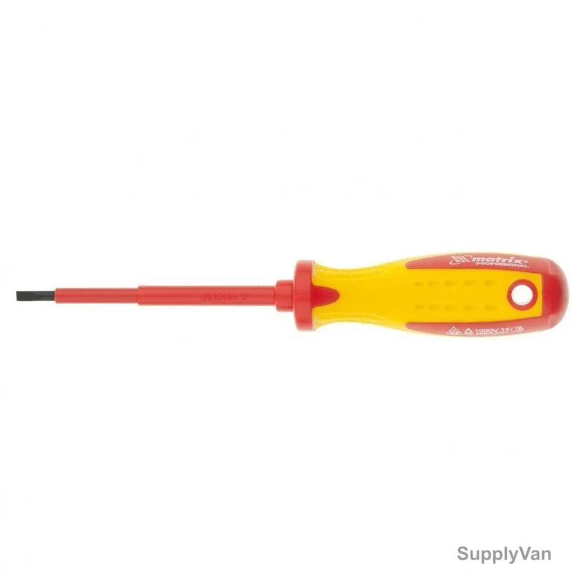 Mtx Insulated Screwdriver, 129169, Slotted, 1000VAC, SL4.0 Tip Size x 100MM Blade Length