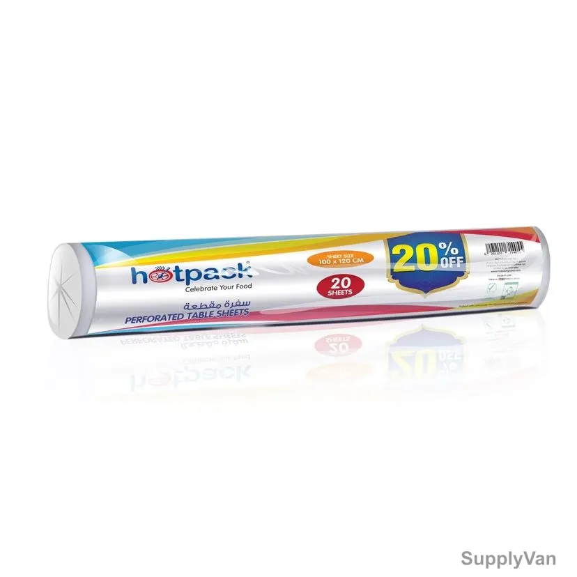 Hotpack Perforated Table Sheet Roll, OPSF20LUXURY, SOFRA, 100 x 120CM, White, 20 Pcs/Pack — image 1