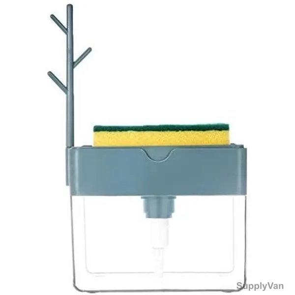 2 In 1 Soap Dispenser With Sponge Holder, Polypropylene, 13 x 10CM, Light Grey — image 1