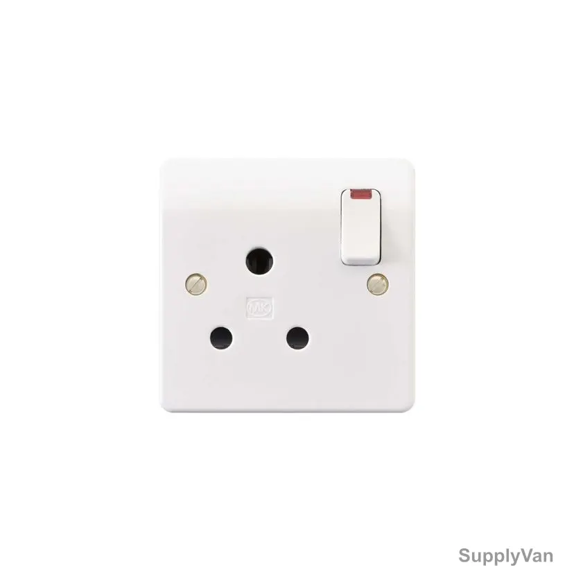 Mk DP Shuttered Switched Socket With Light Indicator, K2493WHI, Logic Plus, 15A, 1 Gang, White
