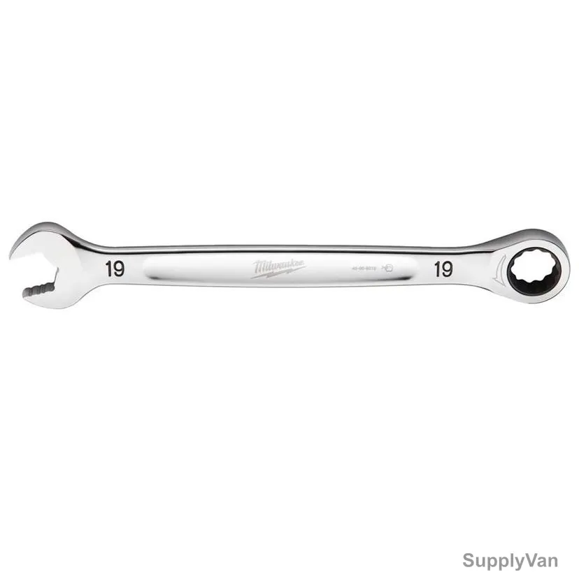 Milwaukee Ratcheting Combination Wrench, 4932471512, MaxBite, Chrome Plated, 19MM