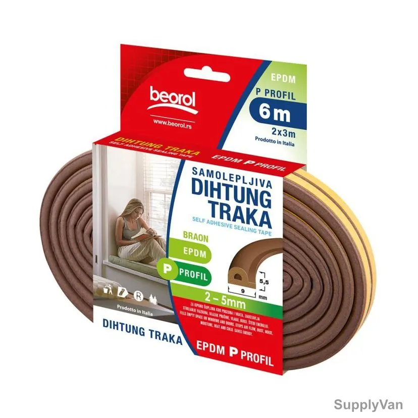 Beorol P Profile Seal Strip, PBR6, 2x3 Mtrs, Brown