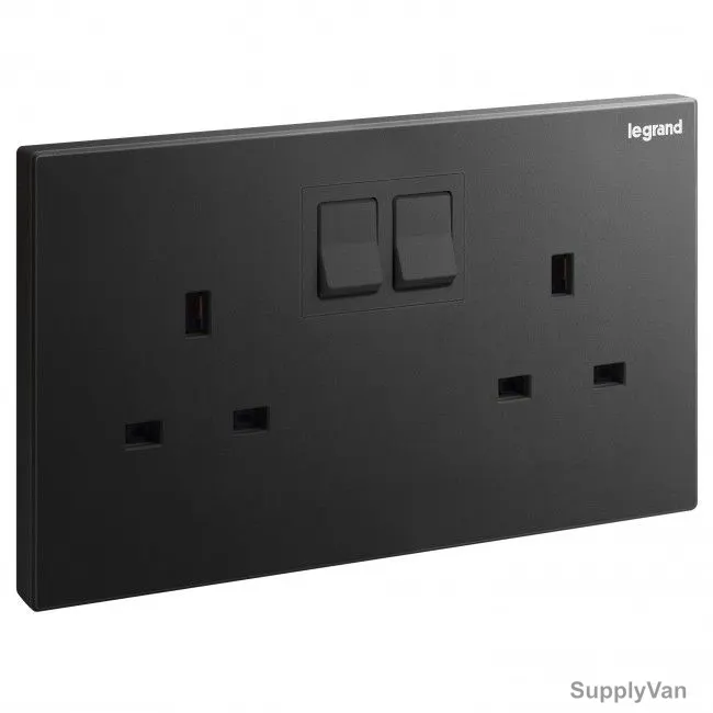 Legrand Switched Socket, 282433-C, Galion, 13A, 250V, 1P, Matt Black