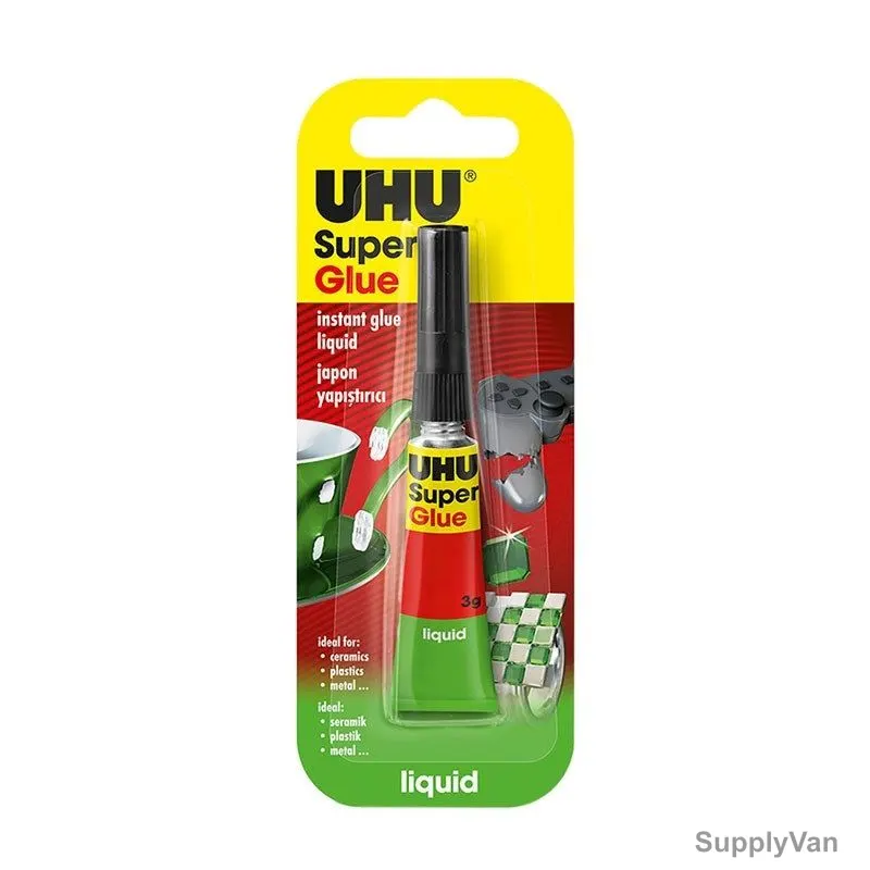Uhu Glue Liquid, 42400, 3GM, Clear, 10 Pcs/Pack