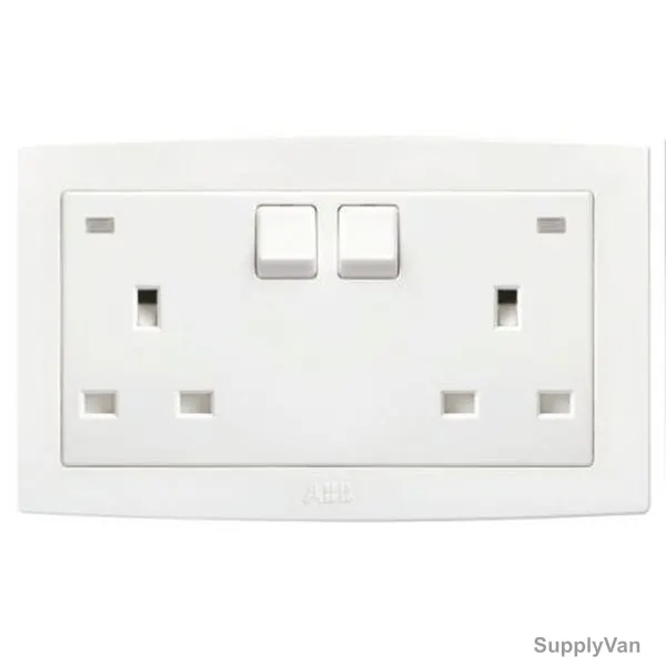 ABB Dual Pole Switch Socket, AC240, PVC, 2 Gang, 13A