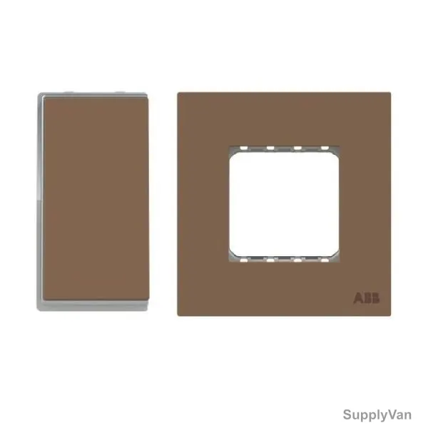 ABB Electrical Switch With Double Rocker Frame, AMD10222-MO+AMD5144-MO, Millenium, 2 Gang, 1 Way, 10A, Mocha Brown — image 1