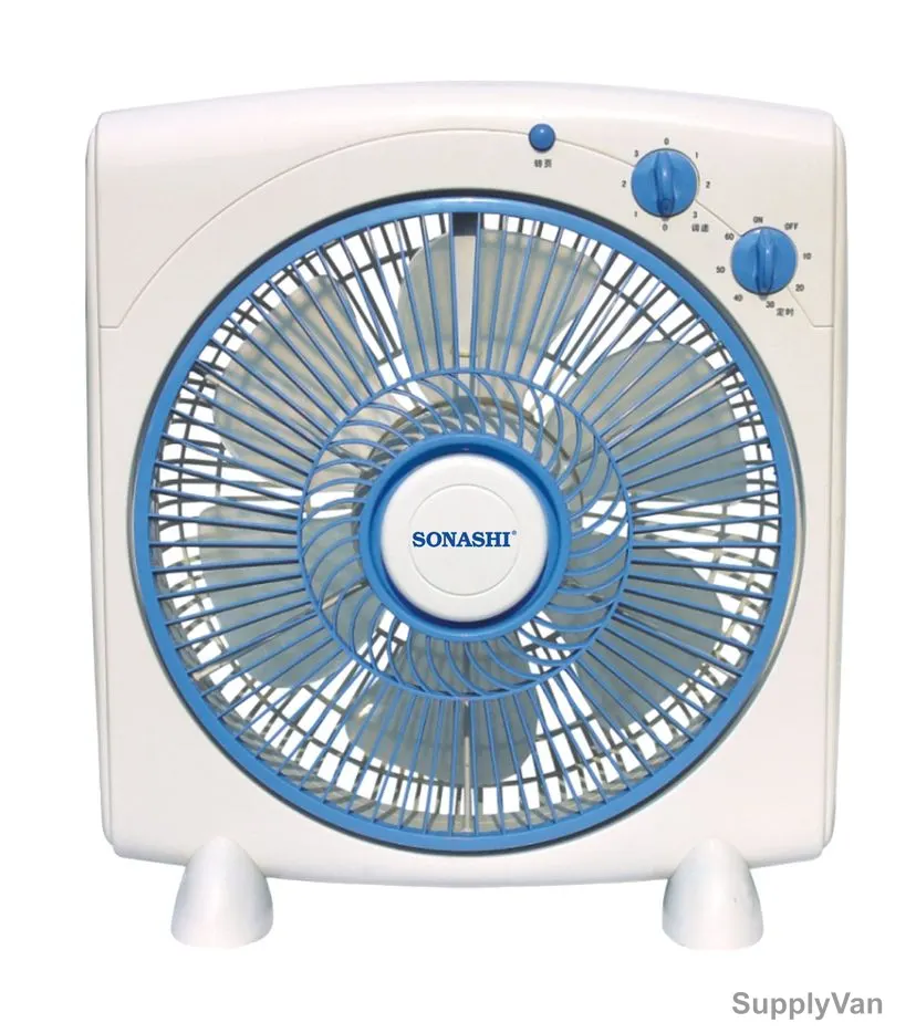 Sonashi Box Fan, SBF-7031, 12 Inch, 50W, Blue/White