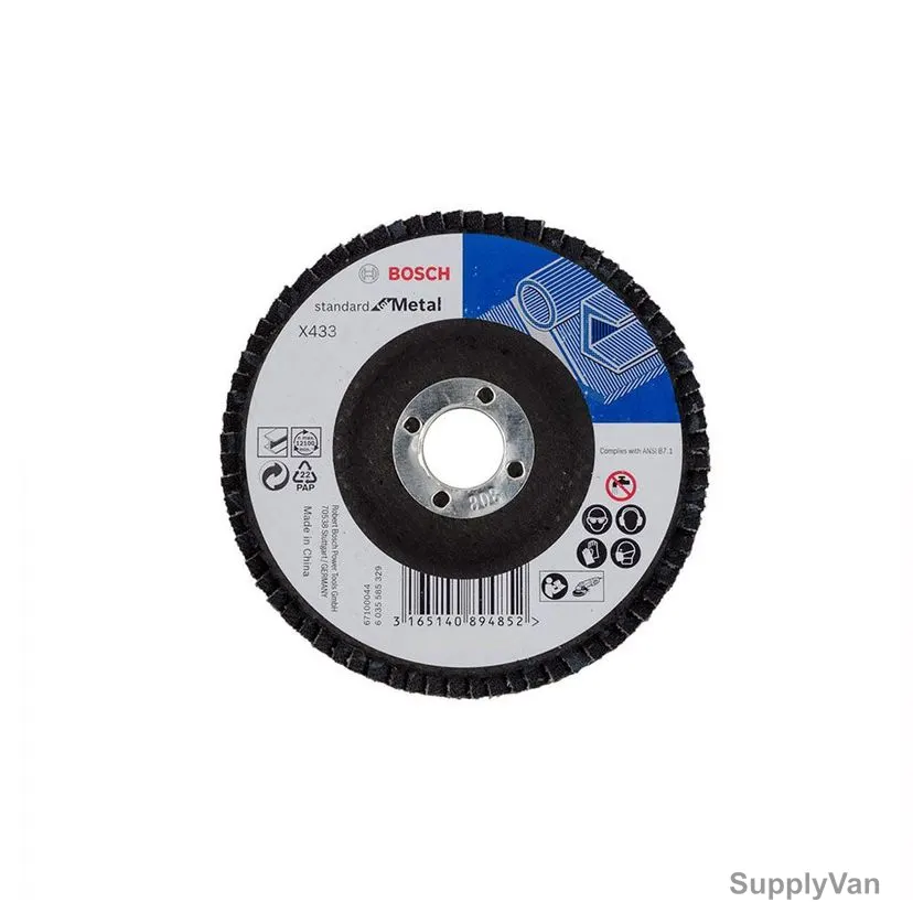Bosch Flap Disc, 2608601707, Grit 40, 22.23MM Bore Dia x 115MM Dia