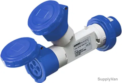 Gewiss Multiple Socket Coupler, GW64010, 16A, 2P+E, White-Blue