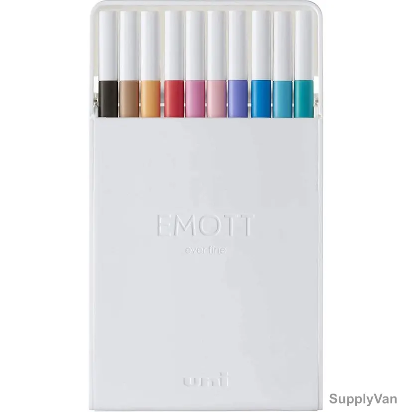 Uni-Ball Emott No 2 Fineliner Pen, PEM-SY02-10C, 0.4MM Tip Size, Assorted Colors, 10 Pcs/Set