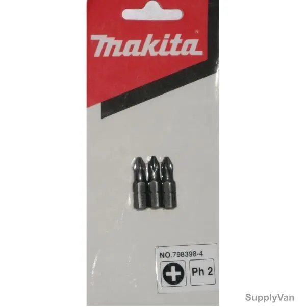 Makita Screwdriver Insert Bit, 798398-4, 25MM, Phillips, PK3