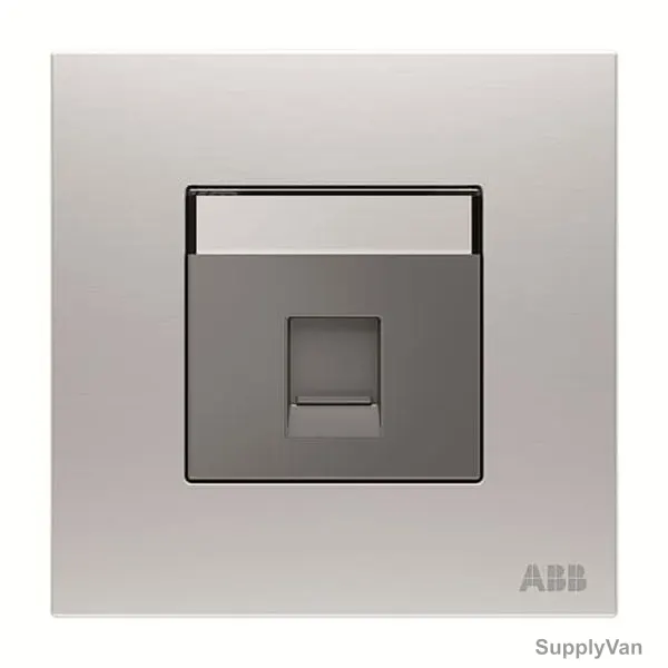 ABB BT Secondary Telephone Socket, AM30644-ST, Millenium, 1 Gang, RJ11/RJ12, Stainless Steel