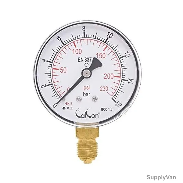 Calcon Pressure Gauge, 63MM, 1/4 Inch, BSP, 0-16 Bar