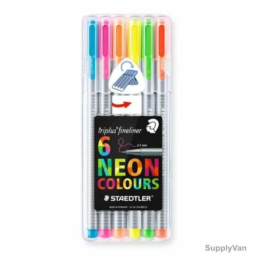 Staedtler Fineliner Pen Set, ST-334-SB6CS3, Triplus, 0.3MM Tip, Assorted Colors, 6 Pcs/Set