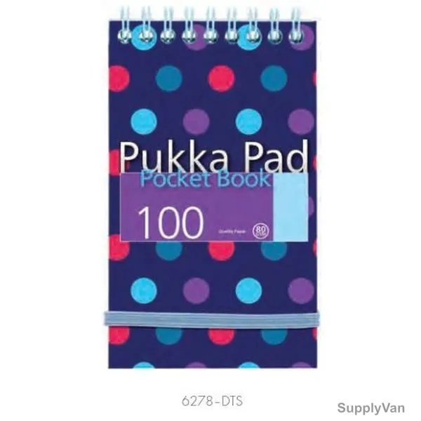 Pukka Dots Pocket Book, 6278-DTS, 100 Pages, 76 x 127 mm, Blue