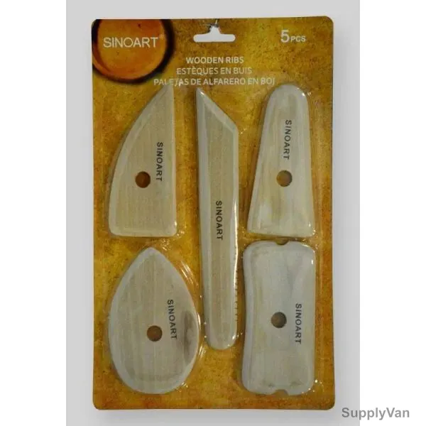 Sinoart Wooden Pottery Rib Set, SFAA17356, 5 Pcs/Set