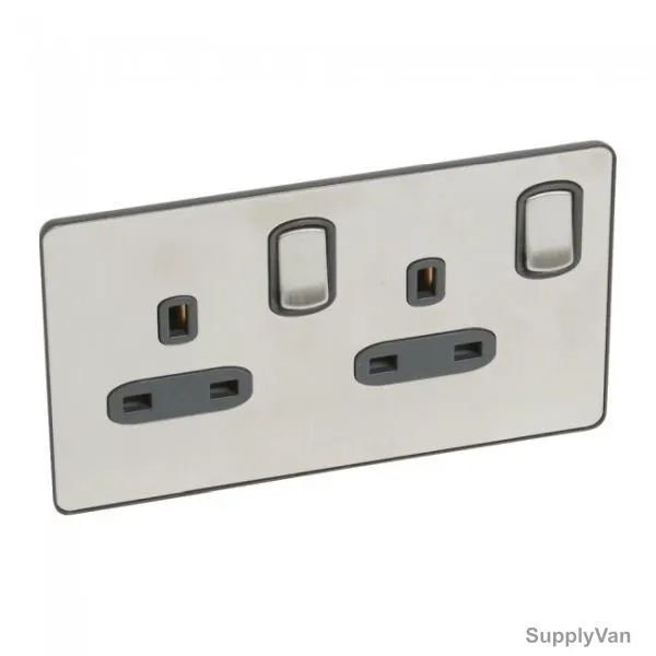 Legrand Single Pole Switched Socket, 832076, Synergy, 2 Gang, 13A, 250V
