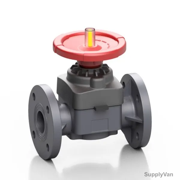 Effast Manual Diaphragm Valve With DIN Flange, MDRMVF0630-E, MV Series, PVC-U, 63MM