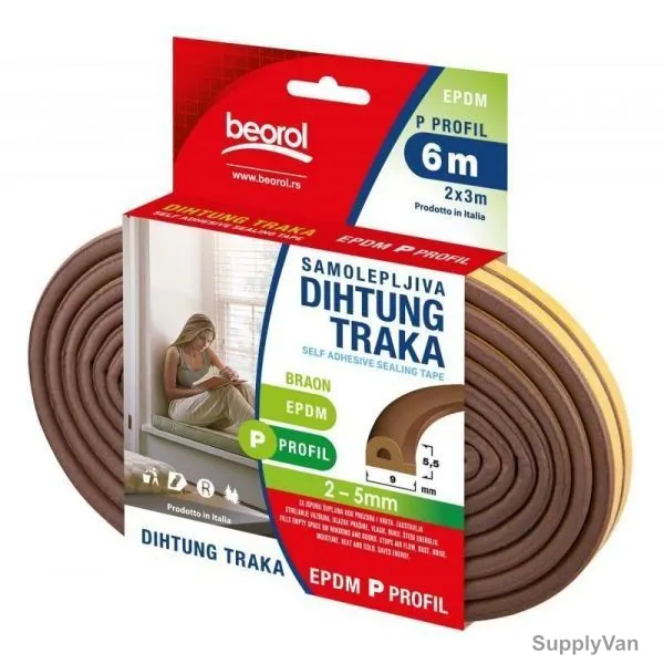 Beorol P Profile Sealing Tape, 2x3 Mtrs, Brown