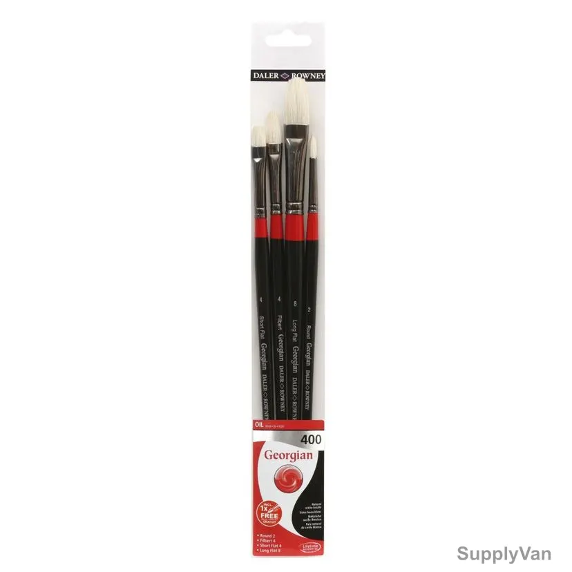 Daler Rowney Georgian Oil Brush Set, 283300400, Wallet 400, 4 Pcs/Set