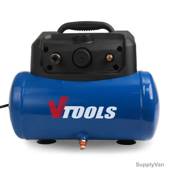 Vtools Air Compressor, VT1301, 1200W, 8 Bar, 6 Ltrs, Black/Blue — image 1