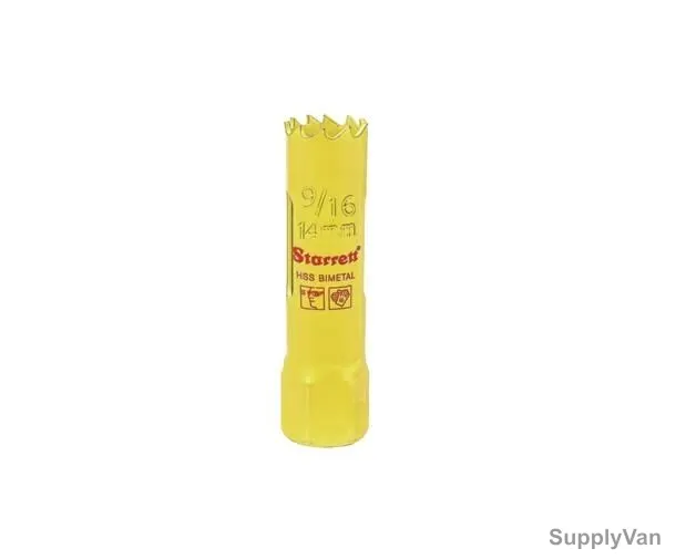 Starrett Hole Saw, SH0096, High Speed Steel, 14MM, 6 TPI, Yellow