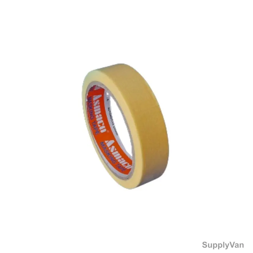 Asmaco Automotive Masking Tape, 027, 24MM Width x 25 Yards Length, Yellow, 36 Rolls/Carton