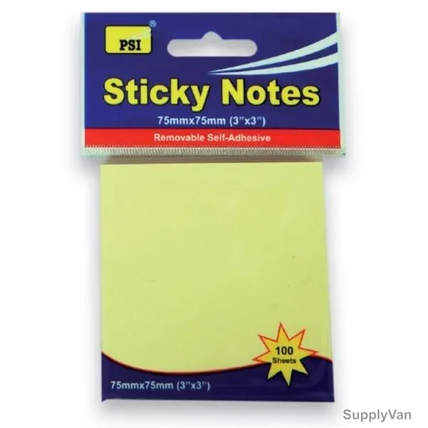 PSI Sticky Note, PSPOA03YL, 75 x 75MM, Yellow, 100 Pcs/Pack — image 1