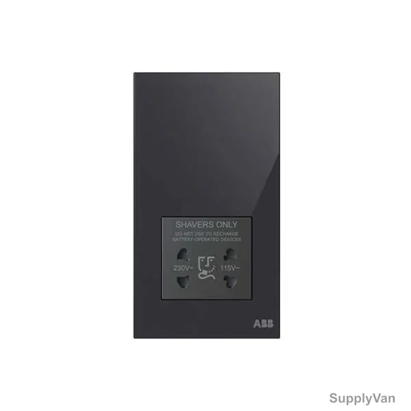 ABB Shaver Socket, AM40188-BG, Millenium, 20A, Black Glass — image 1