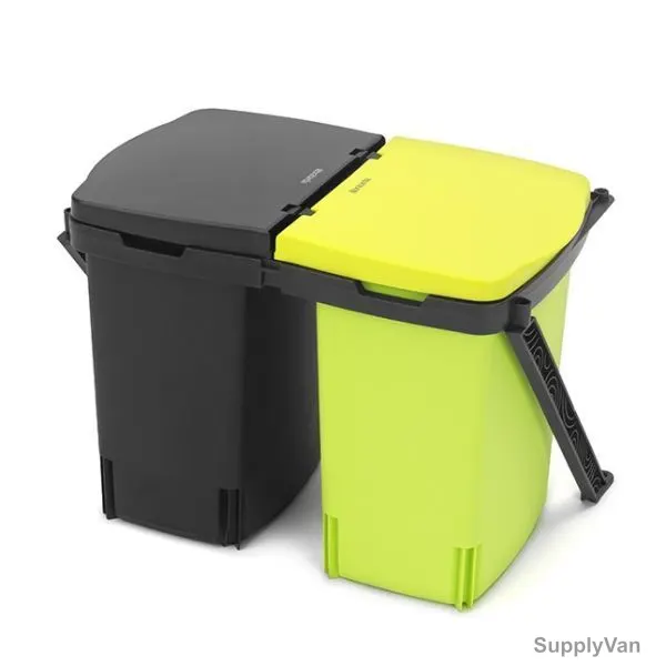 Brabantia Seperator Built-in Bin, 482205, 2x10 Litres, Fpp, Black-Green