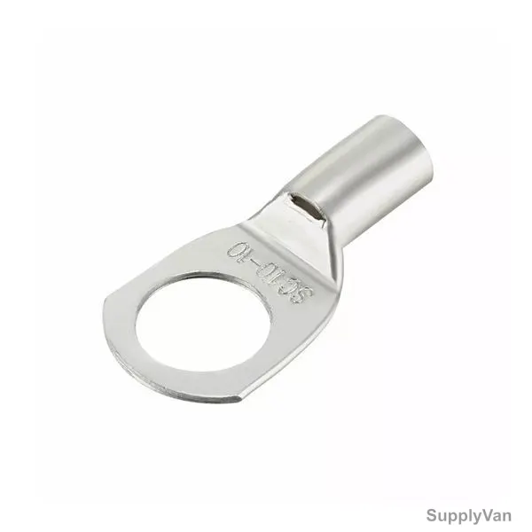 Cable Lug, Copper, 10 SQ.MM x 10MM Stud Size, Tin Plated, 100 Pcs/Pack